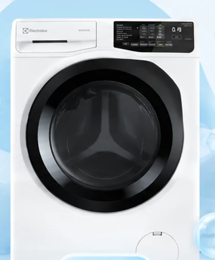 Ilustração de máquina Electrolux na arte fornecida pela White Bubbles